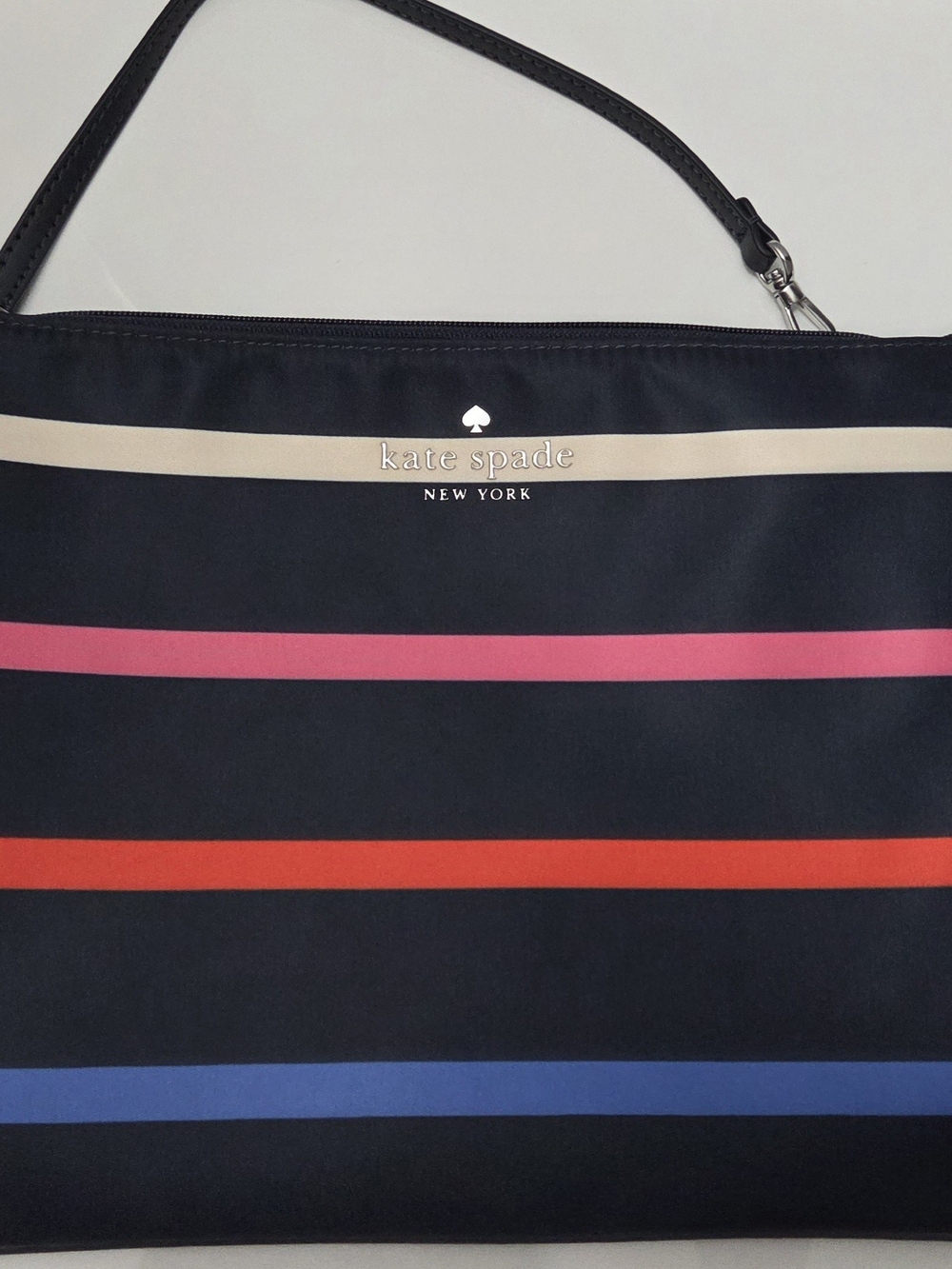 kate spade New York Navy Striped Wristlet